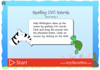 introduction screen of the spell CVC words game