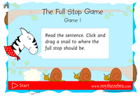 intro screen for the full stop beginner game