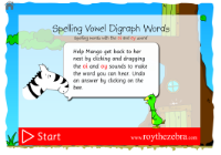 introduction screen of the choose which vowel digraph game - oi and oy words