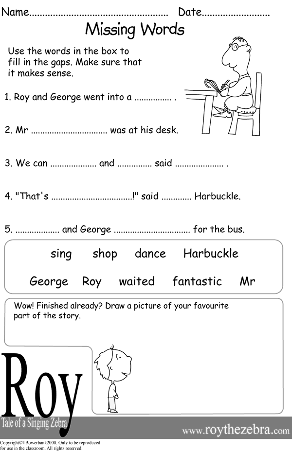 literacy sentences worksheets