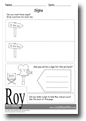 Thumbnail of the worksheet showing signs. Read the signs and then draw a picture for it.